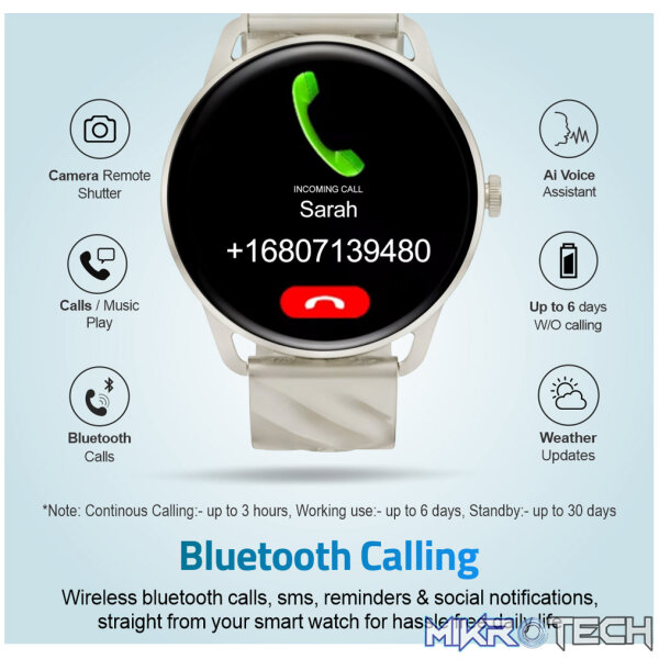 MT410 Smart Watch 1.39" HD IPX68 with BT Calls Sports HR BP BO - Silver - Image 3